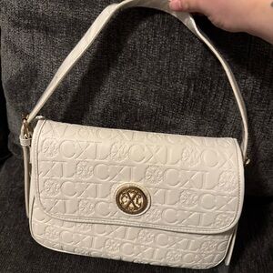 Elegant White Embossed Shoulder Bag